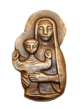 Bronze-Plakette -Madonna mit Kind -