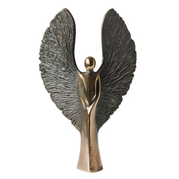 Bronze/Relief, Engel mit Flügeln, 17 cm