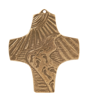 Bronze Kreuz - Spuren im Sand