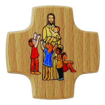 Holzkreuz - Jesus - Freund der Kinder -