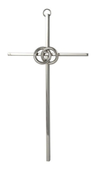 Stabkreuz, mit 2 Ringen, Farbe: silber