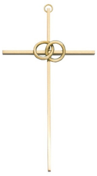 Stabkreuz, mit 2 Ringen, Farbe: gold