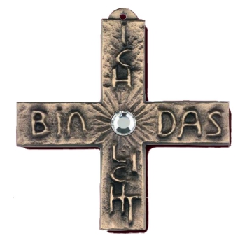 Bronze Kreuz mit Glasstein