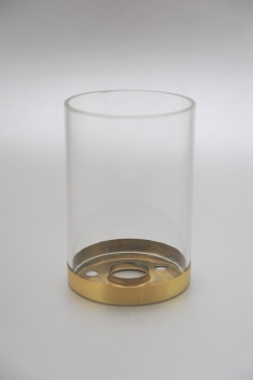 Flambeaux-Glas, Acrylglas, zylindrisch, Messing-Fassung