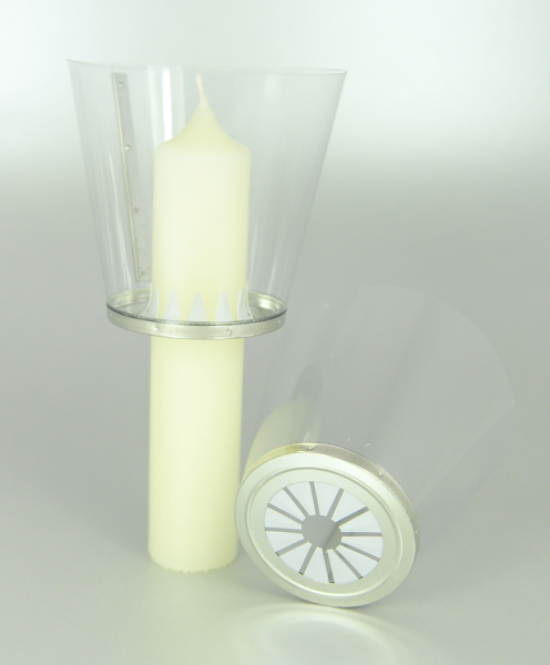 Wind-/Tropfschutzhülle, mit Loch, für Kerzen bis 25, 40 oder 50 mm Durchmesser