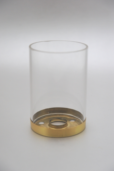 Flambeaux-Glas, Acrylglas, zylindrisch, Messing-Fassung